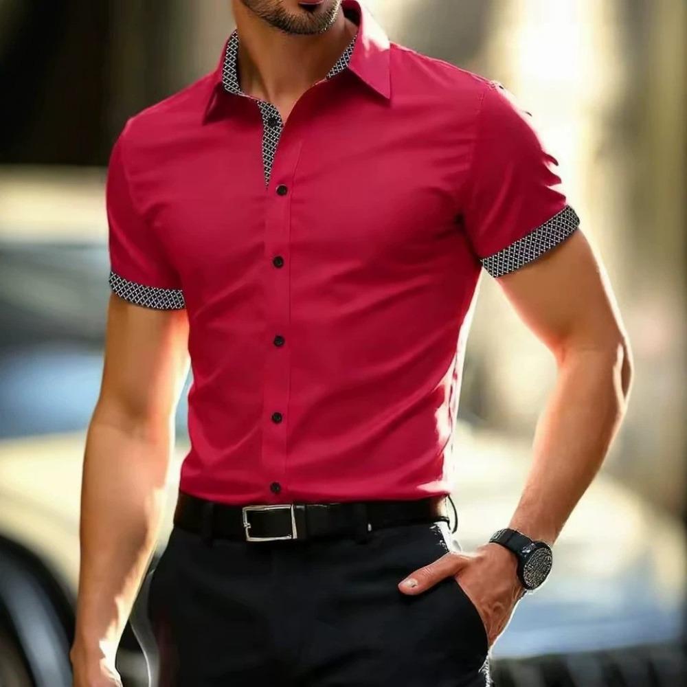 Camicia alla moda a maniche corte da uomo con pois a tinta unita Comoda stile hawaiano Casual Abbigliamento da uomo per l'estate