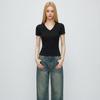 Summer Solid Color V-Neck Slim-Fit T-Shirt for Women, New Slim-Fit Round-Neck Short-Sleeve Top