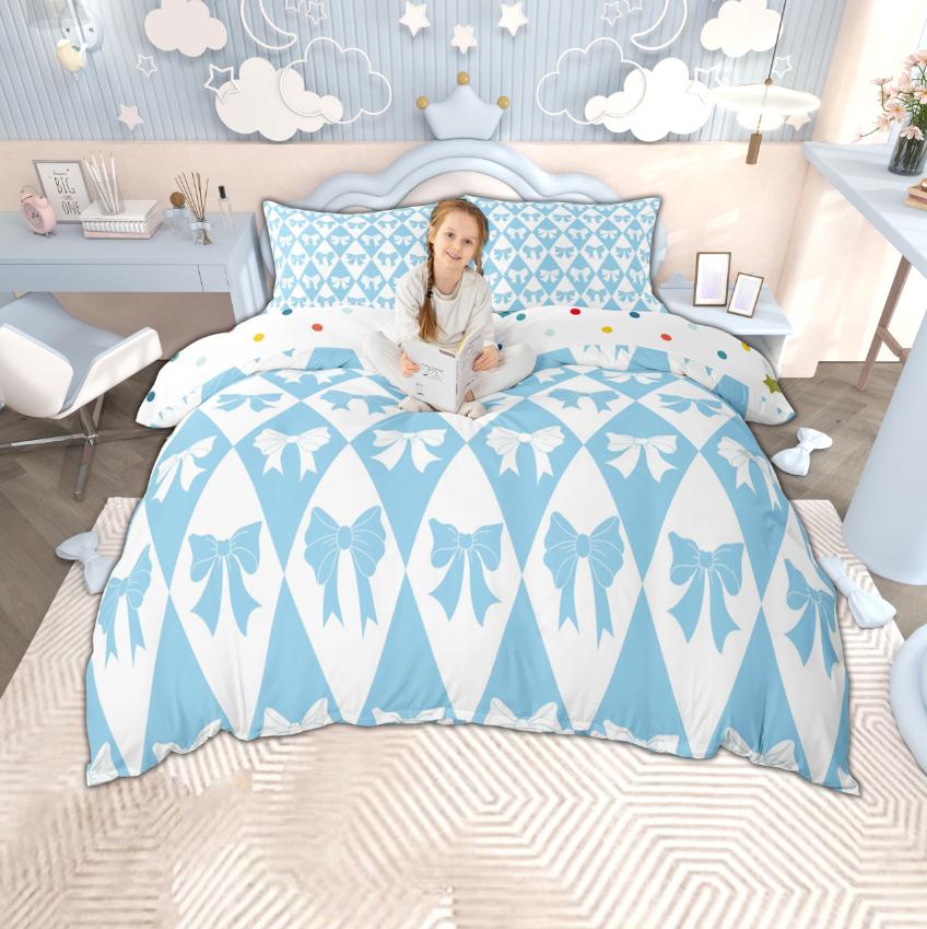 

Comforter Homewish Princess Bowknot For Girls Kawaii Bow Tie Set Geometric Bow Rhombus Bedding Bedroom Decor Comforter (quilt)-EU Single(135*200cm)3pcs