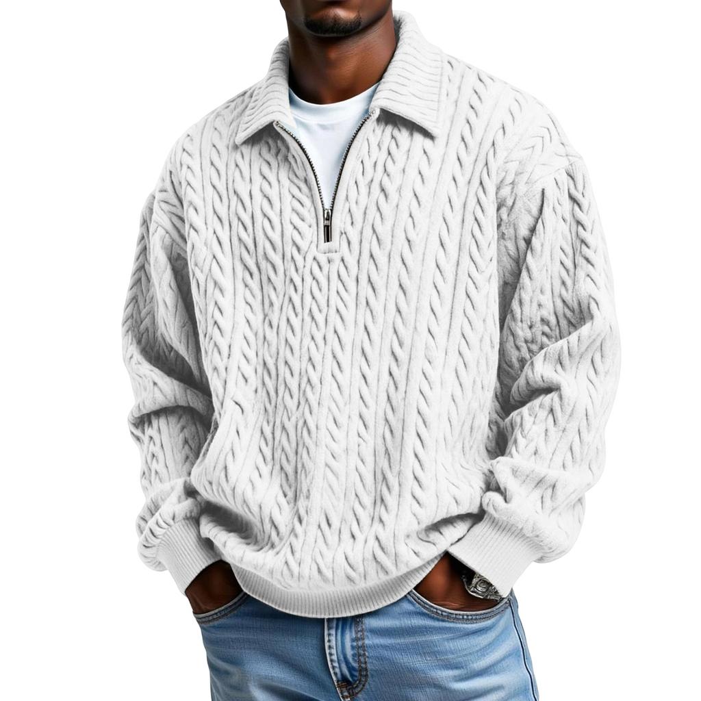 Men's  Sports  Leisure  Print  Flip   Collar  And   A   Half  Zipper  Hoodie