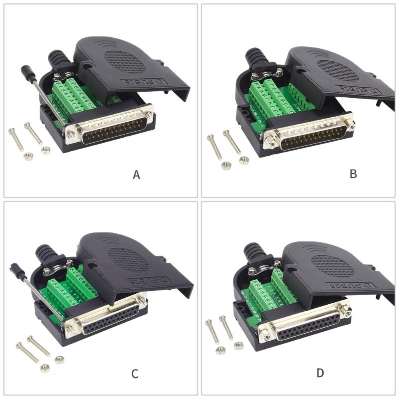 DB25 RS232 Terminal Connector Adapter Flexible Tail Sleeve Screw Lock Design RS232 Joint Not Need Welding