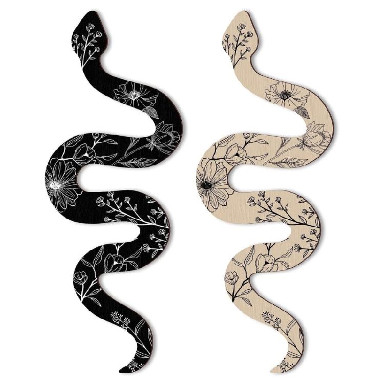 

Set of 2 Wood Snake Wall Decortion for Kitchen Bedroom Office Earthy Room Home 1