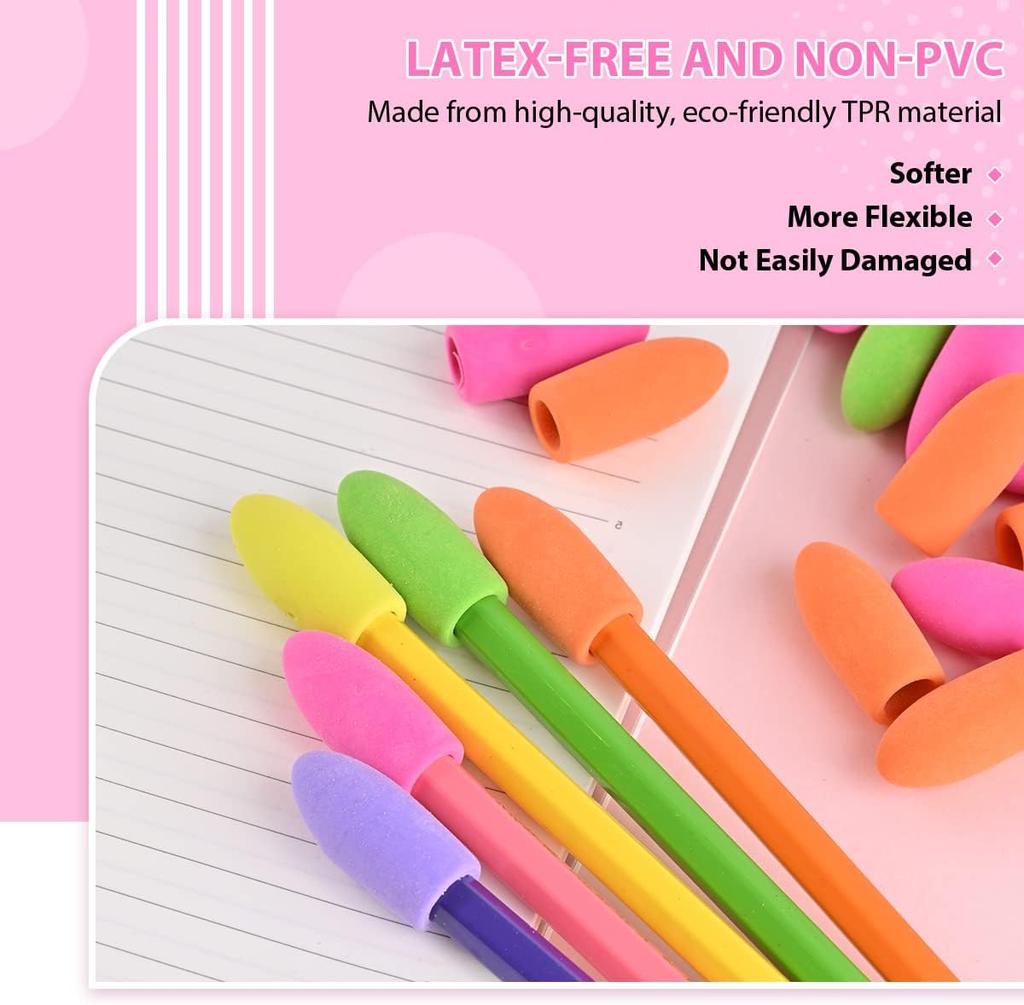Color Cylindrical Eraser 200 Pack Fit Pencil Student Office Household General