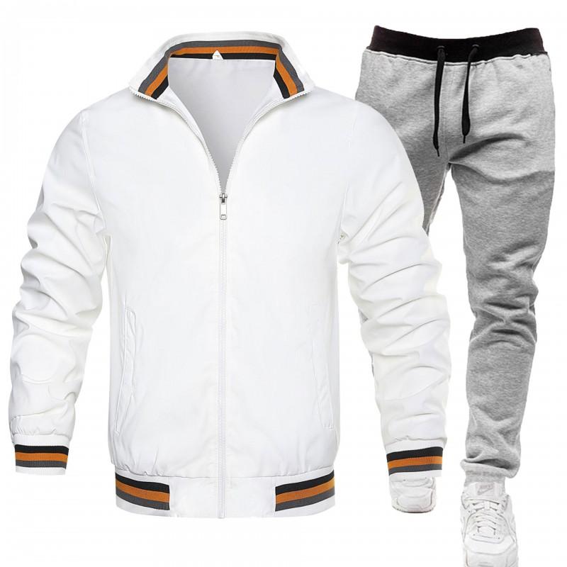 Mens Casual Tracksuit Long Sleeve Zip Jacket Pants Set Sportswear