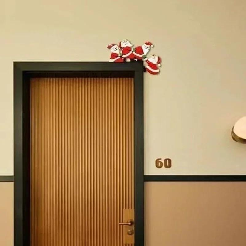 New Christmas Door Frame Wooden Decoration Elderly And Elk Handmade Crafts Personalized Holiday Home Decoration Accessories