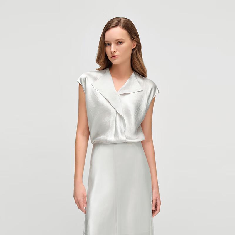 OVVOVV Women s Glossy Acetate Short Sleeve Top S