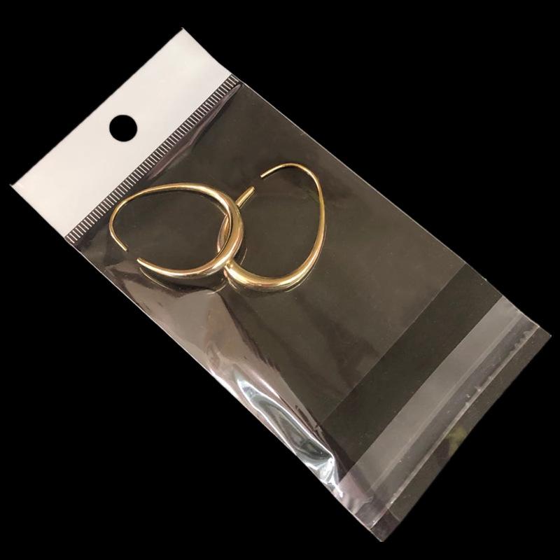 100 pièces Sac d'emballage transparent auto-adhésif Poches Opp en plastique à suspendre Sacs d'étanchéité Cadeaux pour présentation de bijoux Emballage de vente au détail