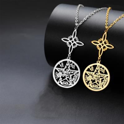 Witch Knot Tetragrammaton Necklace Stainless Steel Amulet Jewelry for New Year Gift Protection