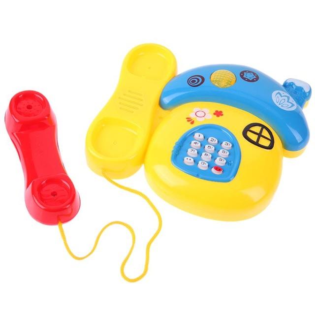 Kids Plastic Mushroom Shape Toy Telephone LED Light Flashing Music Sound Mobilephone Electronic Early Educational  Toy Phone