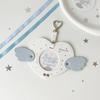 Durable Waterproof Pendant Keychain Angel Wings Clear Window Photocard Holder Pu Leather Badge Holder