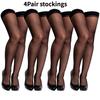 4 Paires Bas Transparents Bas Hauts de Cuisse pour Femmes Chaussettes Noires Transparentes Sexy Soyeux Ultra-Fins Bas d'Été