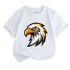 Kids Boys Girls 100% Cotton Crew Neck Short Sleeve T-Shirt, Cool Stylish Eagle Head Graphic Casual Soft Breathable Summer Tee for Children Daily Outdo