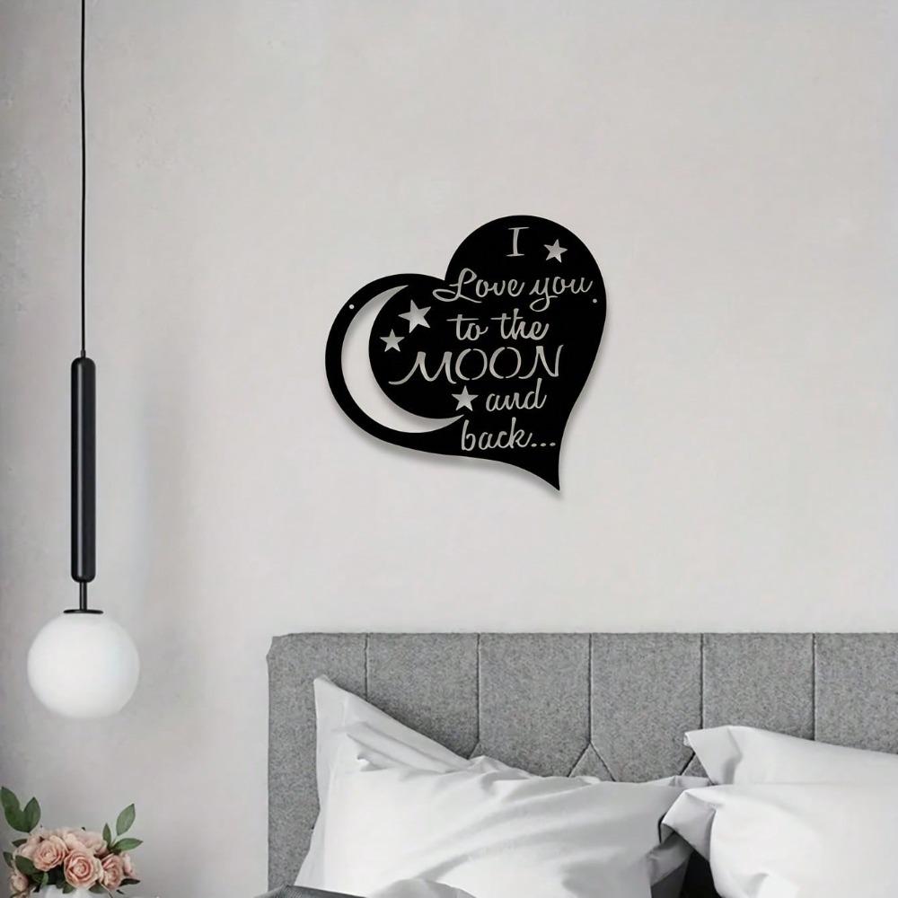 1pc Love Quote Wall Art Heart Shaped Metal Decor for Home Office Cafe Wall Sculpture Romantic Gift