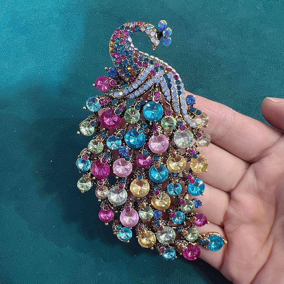 Vintage Luxury Rhinestone Phoenix Brooches Pins For Women Men Retro Wedding Party Jewelry Crystal Animal Fashion Brooch Pin