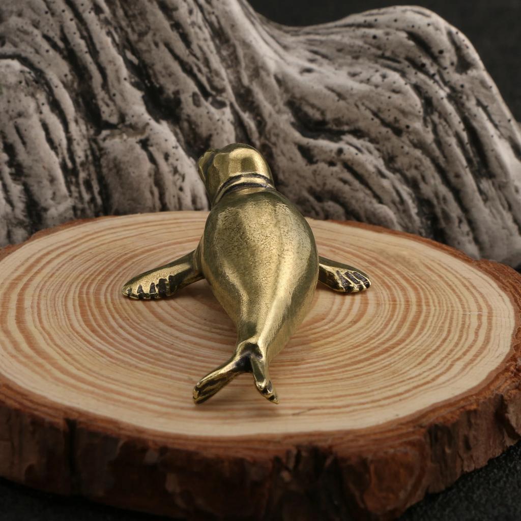 Dyr Messing Sel Metallfigur Kreativ Marin Organisme Te Kjæledyr Skrivebordsdekorasjon Hjemmeinnredning Håndverk Samling