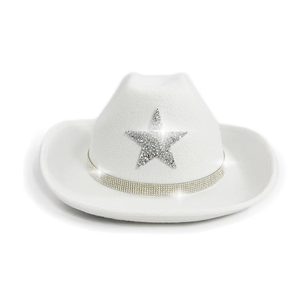 Pentagram Cowboy Hat Star Sequin Birthday Party Hats Cowgirl Hats Women Performance Hat For Adults Party Hats Cosplay