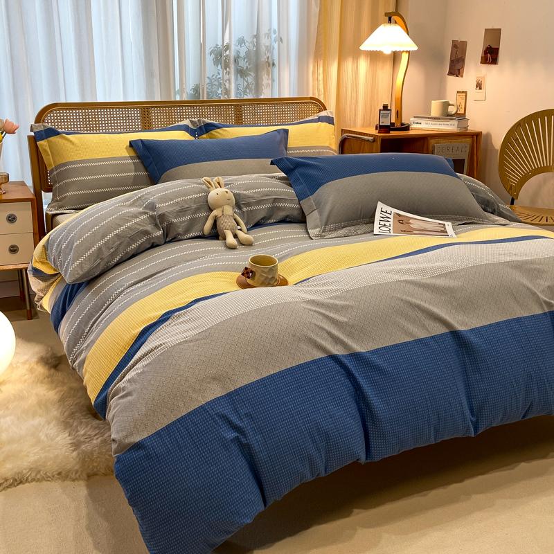 High Quality 100% Cotton Duvet Cover Set Modern Striped Printed Bedding Set Queen King Soft Quilt Cover Bed Sheet Pillow Cases