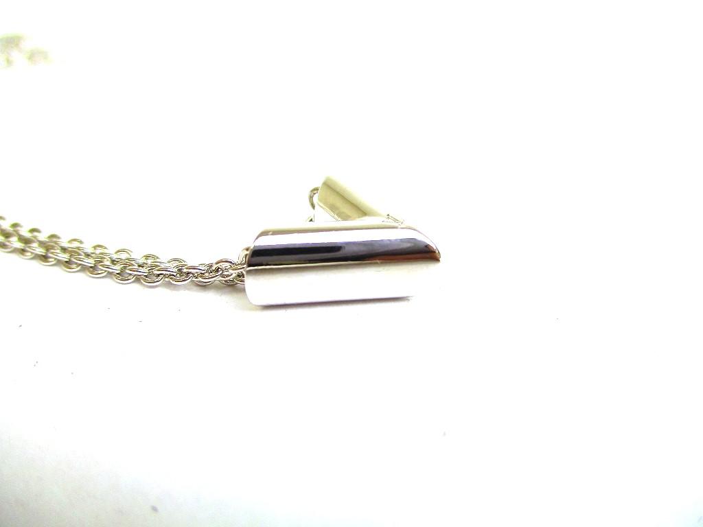 Authentische LOUIS VUITTON versilberte Essential V-Kette Halskette #a158 Generalüberholt