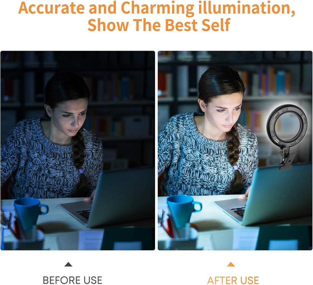Universal Video Conference Fill Light for Mobile Phones & Cameras with Desktop Metal Clip