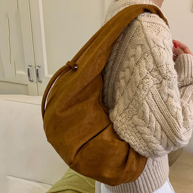 Retro Faux Suede Leopard Saddle Bag Trendy Shoulder Bag Fashion Underarm Bags Females Luxury Handbags and Purses
