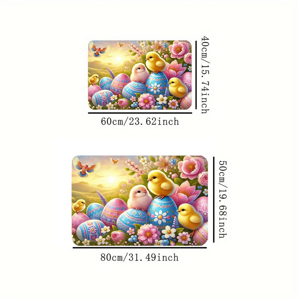 1Pcs Spring Egg  Print Waterproof Non-Slip Thick Cushioned Kitchen Mat Heavy Duty Comfort Standing Mat for Kitchen Bathroom