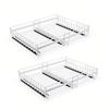 Expandable Pull Out Cabinet Organizer 3 Slide Rails Slide Out Drawer Roll Out Shelf Fix with Adhesive Screw White L and