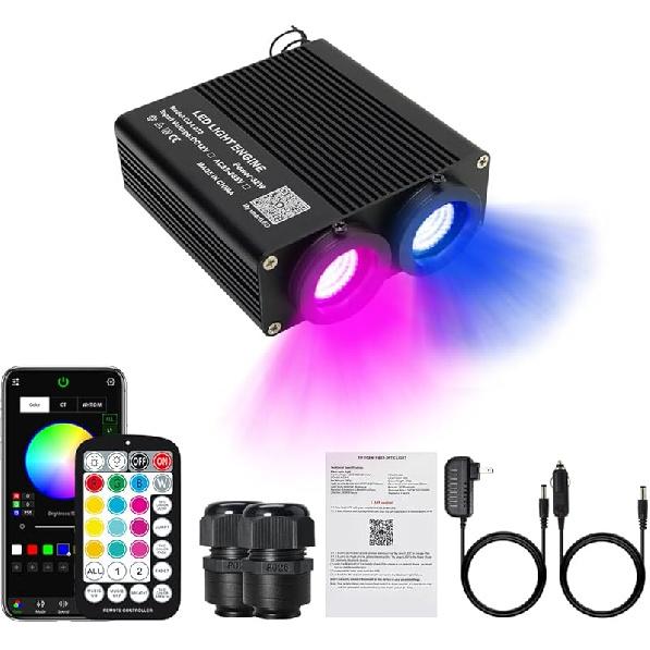 AKEPO 10W Twinkle Fiber Optic Light Engine Light Source, APP Control + Music Activated + 28-Key Remote Control for Car Stars Headliner and Home Star