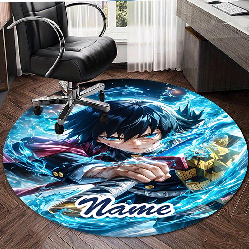 Personalized Demon Slayer Round Chair Office Rug - Perfect for Mat, Office Chair & More - Ideal Gift for Birthdays and Holidays