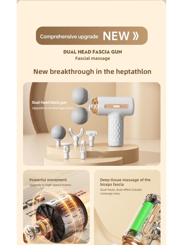 Dual-Head Fascia Gun: Compact Muscle Massager with LED Display for Neck and Spine Relaxation