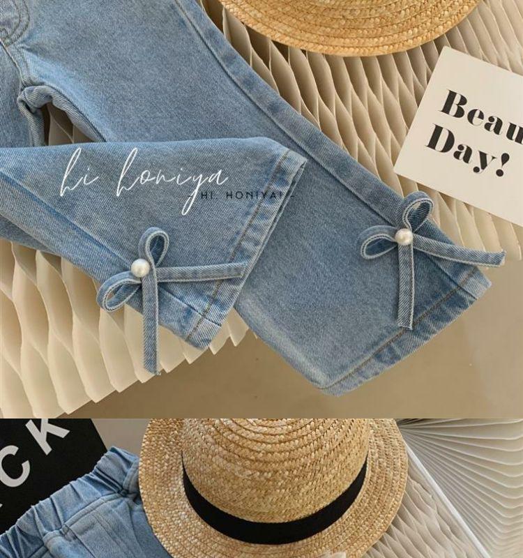 Girls' Bowknot Denim Flare Pants - Super Soft Spring/Autumn Fashion Jeans