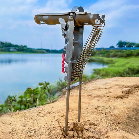 

Автоматический держатель для удочки, универсальный, регулируемый, с пружинной фиксацией, опорный кронштейн для удочки серебряный