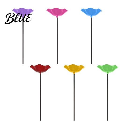 Bird Bath Stake Handmade Flower Garden Ground Insert Bee Butterfly Watering Station Decorative Pollinator Drinking Bowl for Outdoor Yard Lawn Decor