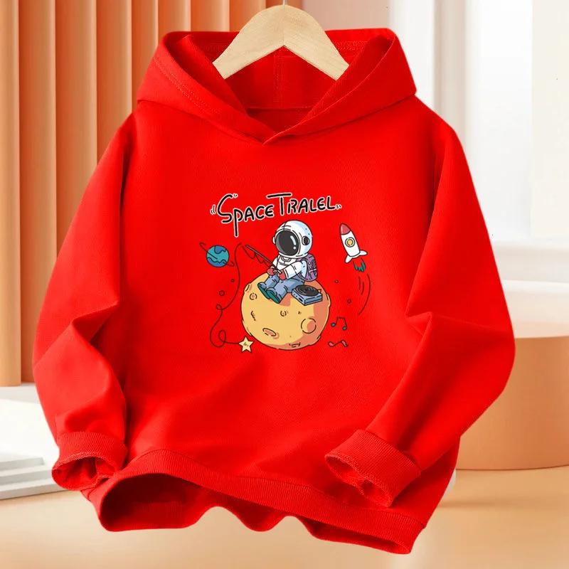 Autumn/Winter Children's Casual Hooded Sweatshirt with Cool Skateboard Pattern-Boys' and Girls' Warmth-Keeping Sp