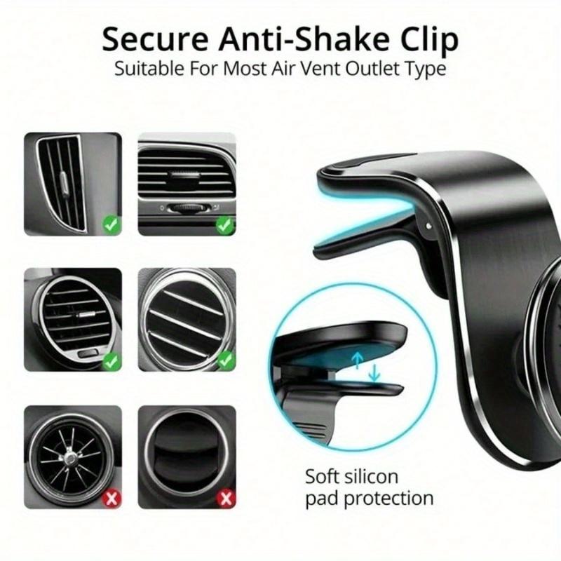 Supporto Magnetico Universale per Telefono a L - Presa Forte, Angolo Regolabile, Supporto per Bocchetta d'Aria, Design Compatto - Supporto Mobile Perfetto per Auto per la Guida
