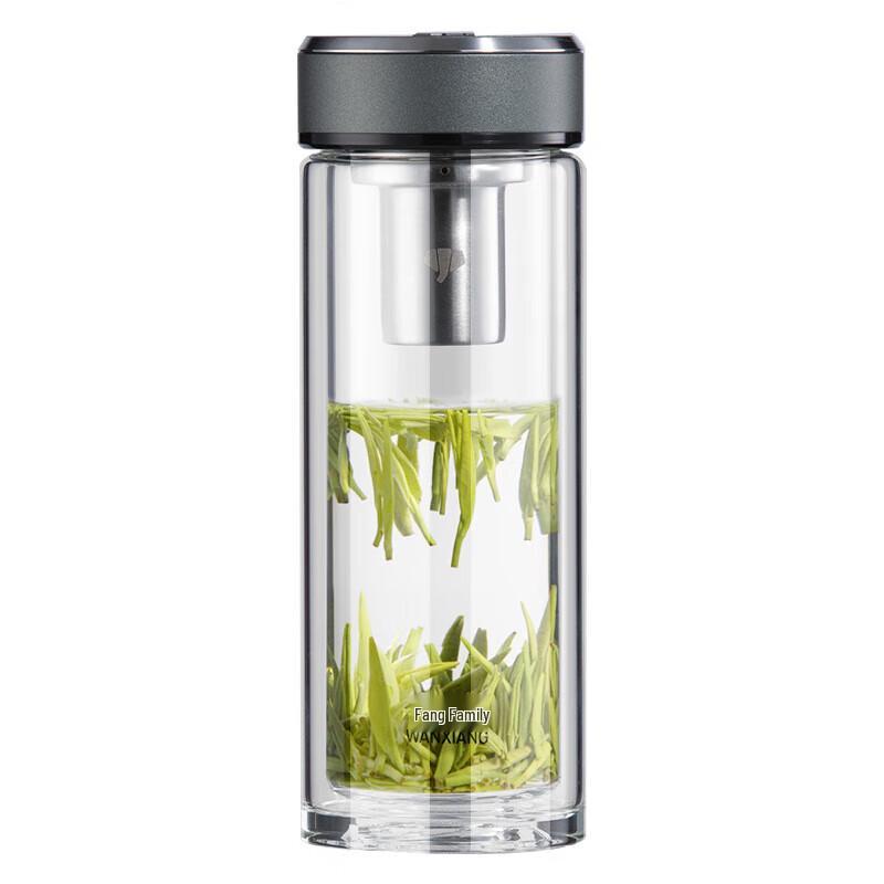WANXIANG Double-Layer Borosilicate Glass Travel Mug