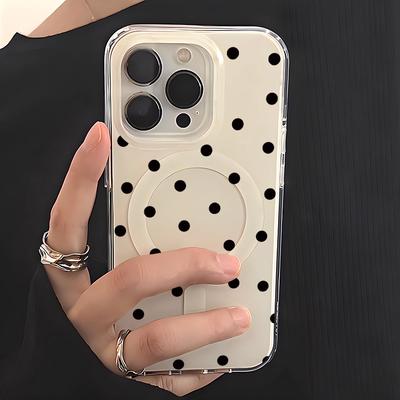 New INS Korean Cool Black Wave Dot Phone Case For iPhone 16 Pro 15 14 13 12 11Pro Max Plus Anti Fall Y2k Advenced Magnetic Shell