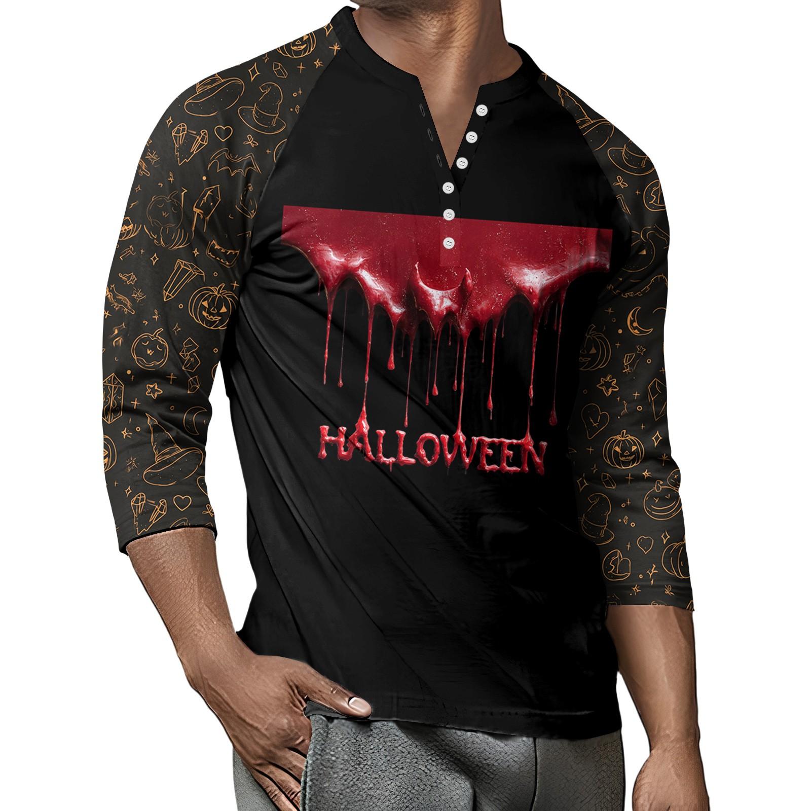 

Men s Button-Down Contrast Raglan 3/4 Sleeve Top XXL червоний