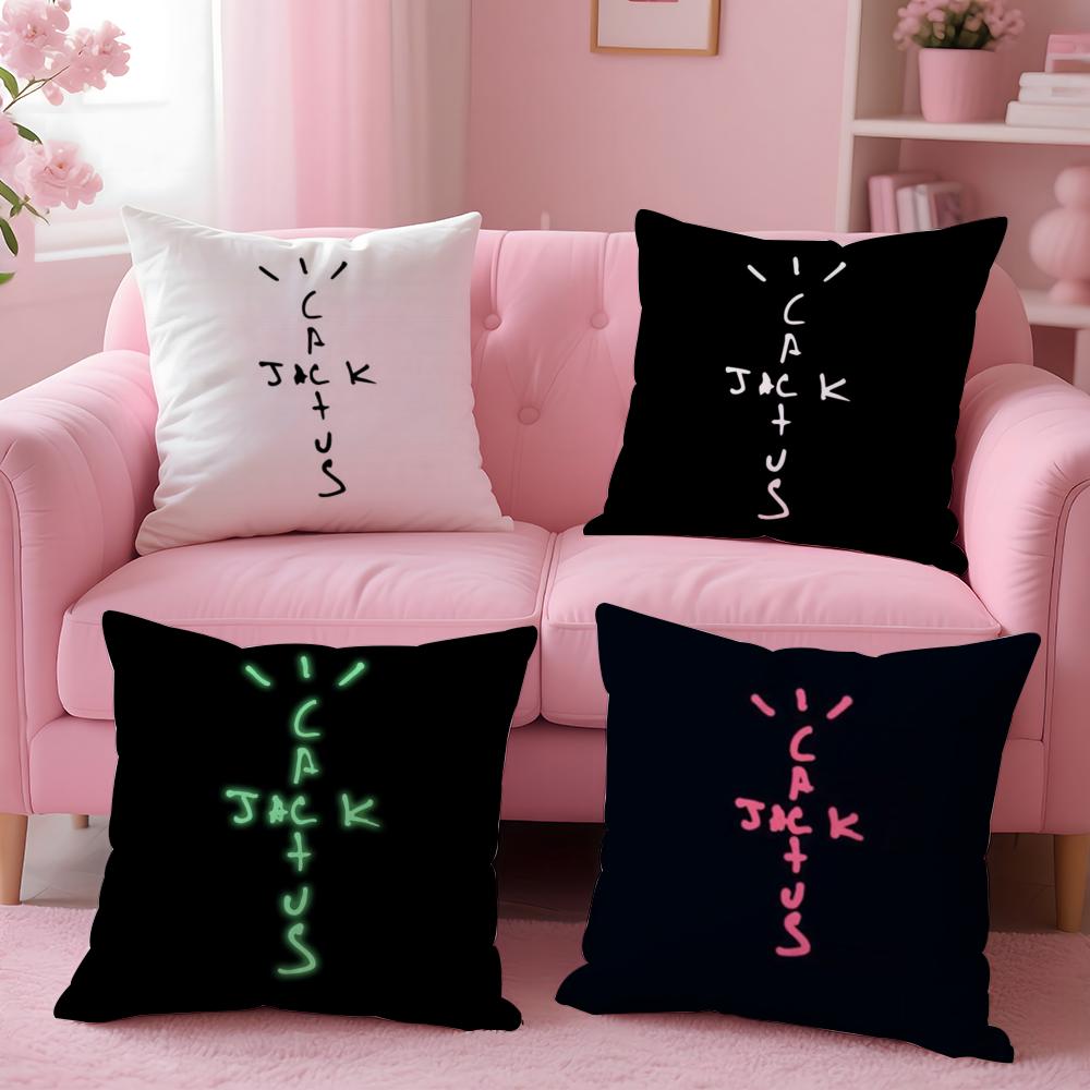Cool C-Cactus Jack Cushion Cover Plush Fabric Soft Double-Sided Printed Invisible Zipper Sofa Pillow Case Home Decor