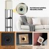Modern LED Shelf Floor Lamp with 3 Colors Bulb White Linen Shade Wooden Shelves Living Room Bedroom Decoration Stand Lighting
