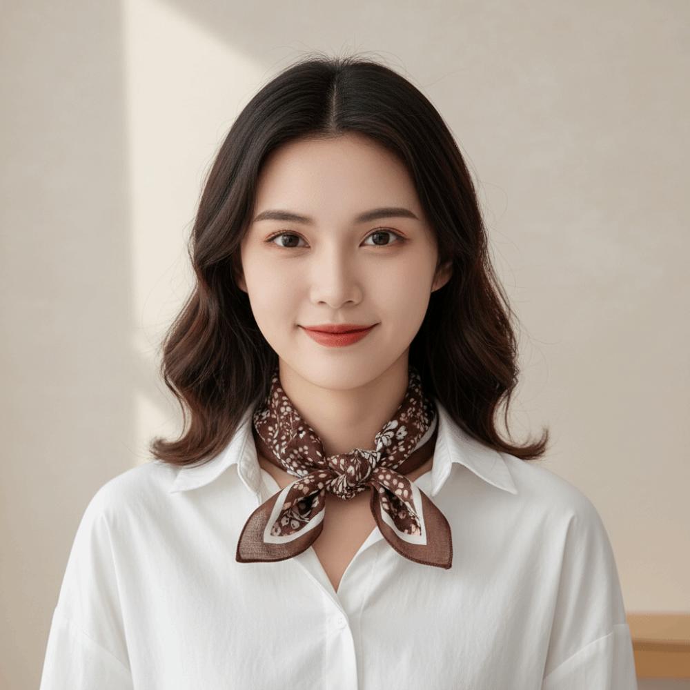 Flower Printed Silk Scarf Square Scarf Hair Band Retro Cotton Linen Square Scarf Female