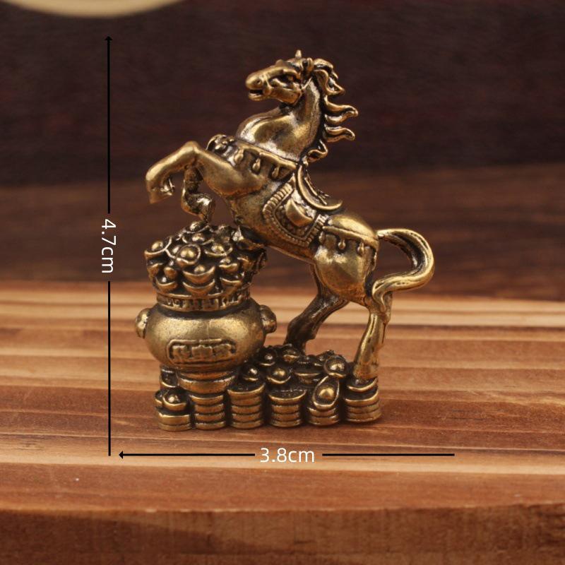 Bronze Horse Desktop Decoration Living Room Tea Table Sculpture Metal Craft Home Decorations Chinese Zodiac Horse Statue