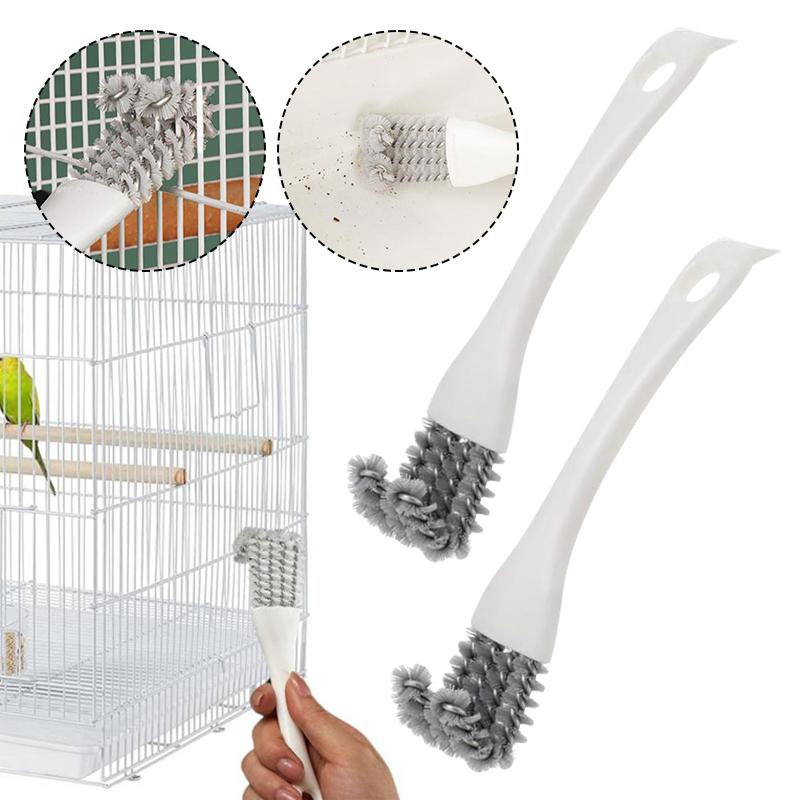Durable Bird Cage Cleaner Brush - Efficient Poop Remover Tool & Sanitizing Scrubber for Parrot Cages Cleaning Accessories