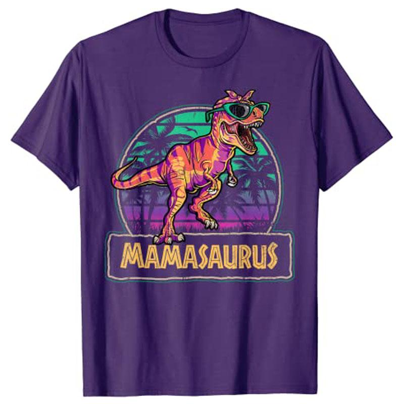 Mamasaurus T Rex Dinosaur Mama Saurus Family Matching Women Cute T-Shirt Graphic Tee Shirts