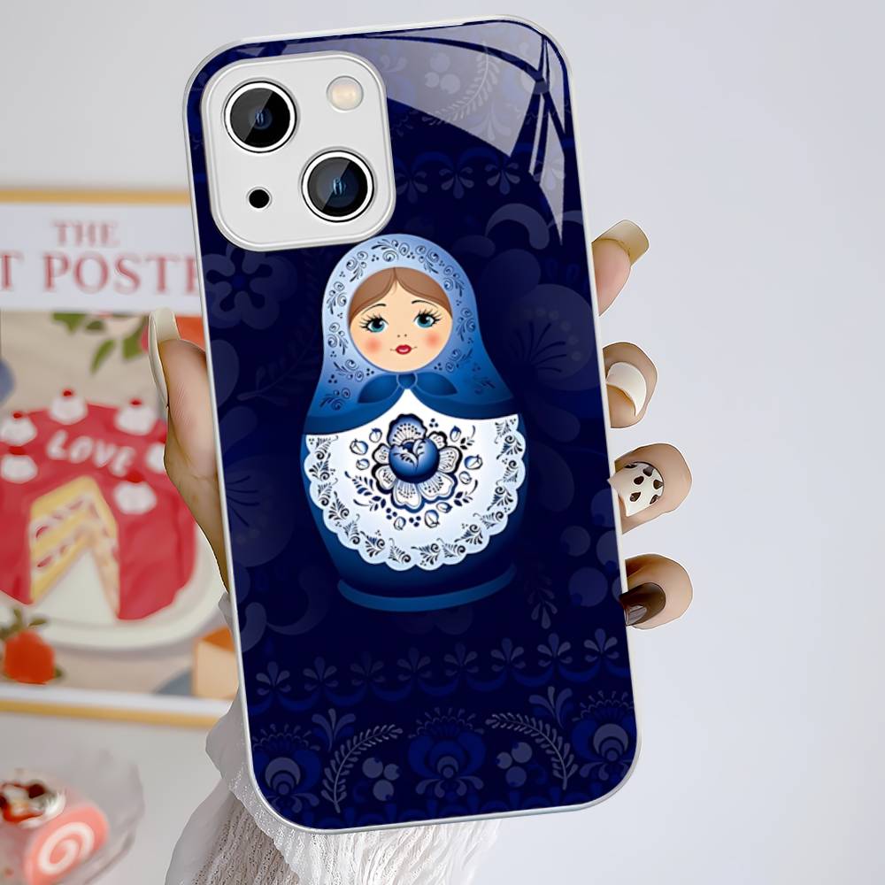 Classic Matryoshka Doll For IPhone 14 13 12 Mini 11 Pro XS Max X XR 14 Plus Tempered Glass Cover