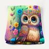 1pc Digital Printed Blanket Owl Floral Elements for Office Sofa Bedroom Multi-Purpose Portable Blanket
