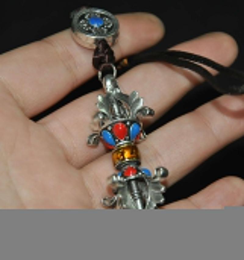 Tibet Buddhism Tibetan Silver Vajra Dorje Phurpa Exorcism Talisman Faqi Pendant