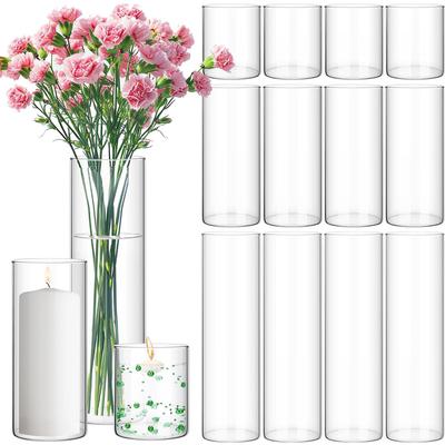 Glass Cylinder Vases 3 Different Sizes Tall Clear Flower Vase for Centerpieces, Hurricane Candle Holder Wedding Decorations