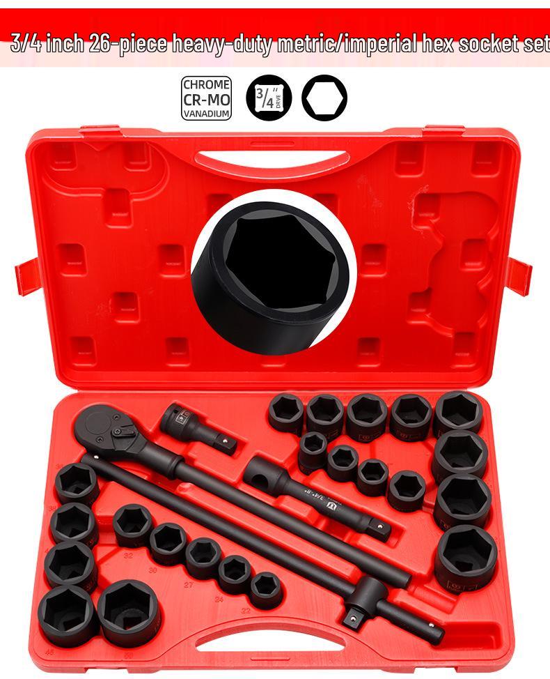 26-Piece Heavy Duty Metric & Imperial Impact Socket & Hex Wrench Set
