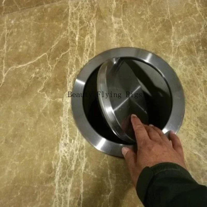 1pc Embedded Metal Countertop Trash Can Lid Household Stainless Steel Flip Cover Kitchen Sink Decoration Shake Cover Kitchenware