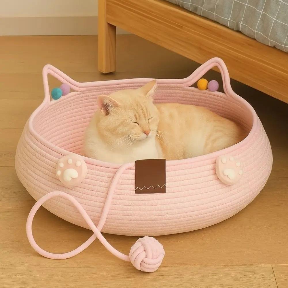 Handmade Braided Cat Bed Washable Weave Cat Nest New Pet Nest Four Seasons Universal